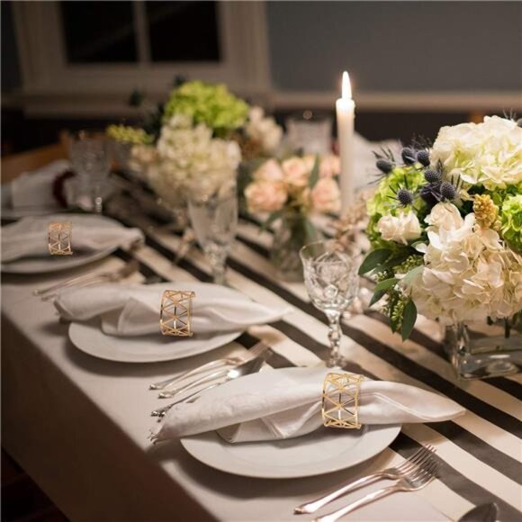 12PCS – Napkin Rings, Gold Napkin Rings Set of 12, Holiday Napkin Holders - Picture 6 of 8